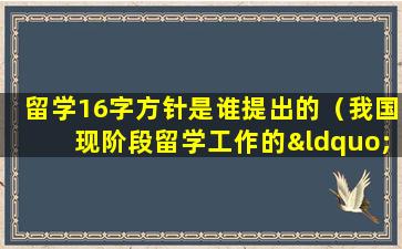 留学16字方针是谁提出的（我国现阶段留学工作的“16字方针”将工作重点放在）