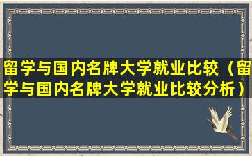 留学与国内名牌大学就业比较（留学与国内名牌大学就业比较分析）