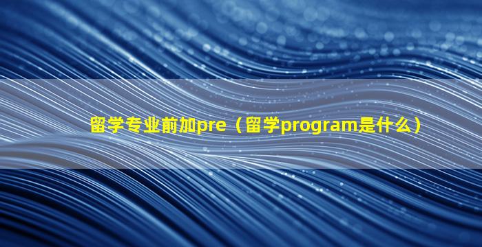 留学专业前加pre（留学program是什么）
