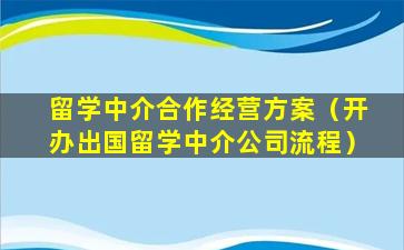 留学中介合作经营方案（开办出国留学中介公司流程）