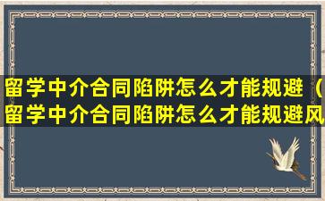 留学中介合同陷阱怎么才能规避（留学中介合同陷阱怎么才能规避风险）