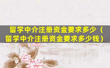 留学中介注册资金要求多少（留学中介注册资金要求多少钱）