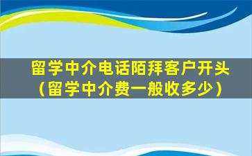 留学中介电话陌拜客户开头（留学中介费一般收多少）