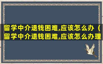 留学中介退钱困难,应该怎么办（留学中介退钱困难,应该怎么办理）