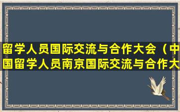 留学人员国际交流与合作大会（中国留学人员南京国际交流与合作大会）