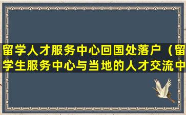 留学人才服务中心回国处落户（留学生服务中心与当地的人才交流中心）