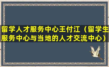 留学人才服务中心王付江（留学生服务中心与当地的人才交流中心）