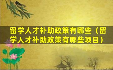 留学人才补助政策有哪些（留学人才补助政策有哪些项目）