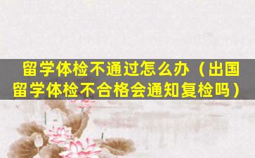 留学体检不通过怎么办（出国留学体检不合格会通知复检吗）