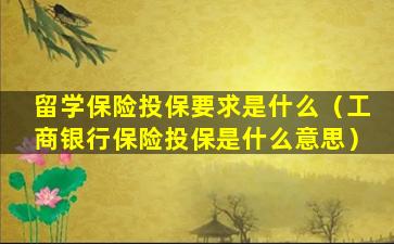 留学保险投保要求是什么（工商银行保险投保是什么意思）