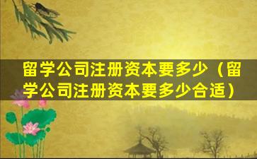 留学公司注册资本要多少（留学公司注册资本要多少合适）