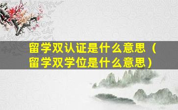 留学双认证是什么意思（留学双学位是什么意思）