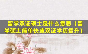 留学双证硕士是什么意思（留学硕士简单快速双证学历提升）