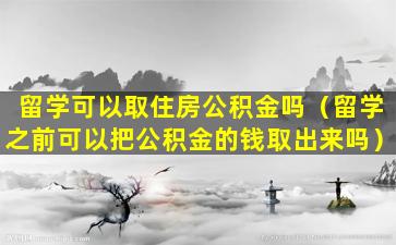 留学可以取住房公积金吗（留学之前可以把公积金的钱取出来吗）