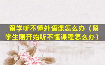 留学听不懂外语课怎么办（留学生刚开始听不懂课程怎么办）