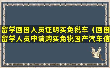 留学回国人员证明买免税车（回国留学人员申请购买免税国产汽车信息表）