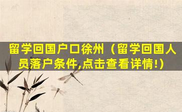 留学回国户口徐州（留学回国人员落户条件,点击查看详情!）