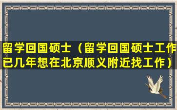 留学回国硕士（留学回国硕士工作已几年想在北京顺义附近找工作）