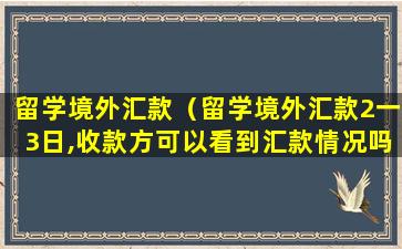 留学境外汇款（留学境外汇款2一3日,收款方可以看到汇款情况吗）