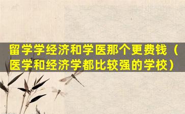 留学学经济和学医那个更费钱（医学和经济学都比较强的学校）