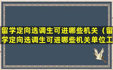 留学定向选调生可进哪些机关（留学定向选调生可进哪些机关单位工作）
