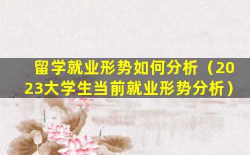 留学就业形势如何分析（2023大学生当前就业形势分析）