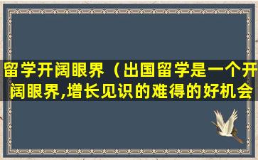 留学开阔眼界（出国留学是一个开阔眼界,增长见识的难得的好机会）