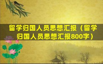 留学归国人员思想汇报（留学归国人员思想汇报800字）