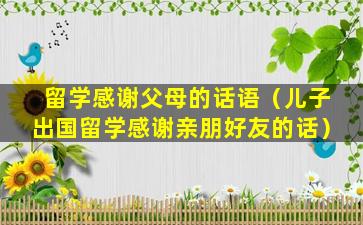 留学感谢父母的话语（儿子出国留学感谢亲朋好友的话）