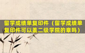 留学成绩单复印件（留学成绩单复印件可以盖二级学院的章吗）