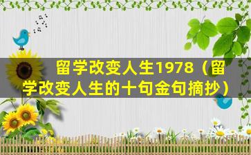 留学改变人生1978（留学改变人生的十句金句摘抄）
