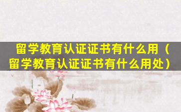 留学教育认证证书有什么用（留学教育认证证书有什么用处）