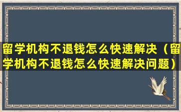 留学机构不退钱怎么快速解决（留学机构不退钱怎么快速解决问题）