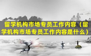 留学机构市场专员工作内容（留学机构市场专员工作内容是什么）