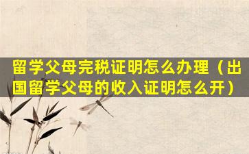 留学父母完税证明怎么办理（出国留学父母的收入证明怎么开）