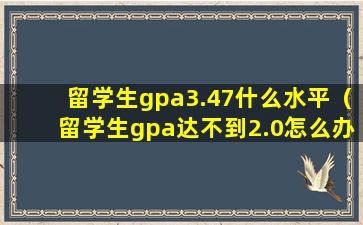 留学生gpa3.47什么水平（留学生gpa达不到2.0怎么办）