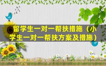 留学生一对一帮扶措施（小学生一对一帮扶方案及措施）