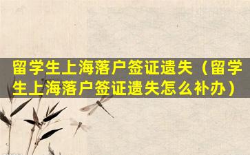 留学生上海落户签证遗失（留学生上海落户签证遗失怎么补办）