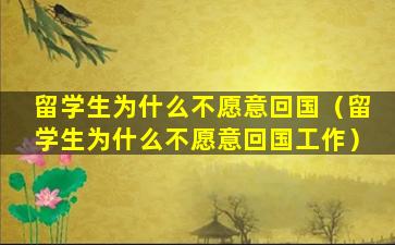 留学生为什么不愿意回国（留学生为什么不愿意回国工作）
