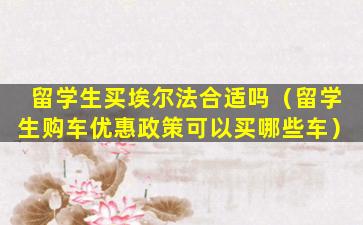 留学生买埃尔法合适吗（留学生购车优惠政策可以买哪些车）