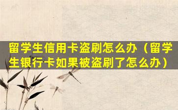 留学生信用卡盗刷怎么办（留学生银行卡如果被盗刷了怎么办）