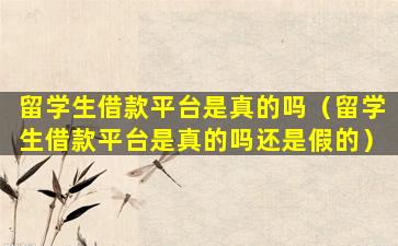 留学生借款平台是真的吗（留学生借款平台是真的吗还是假的）