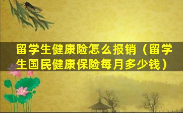 留学生健康险怎么报销（留学生国民健康保险每月多少钱）