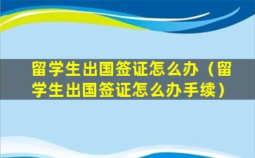 留学生出国签证怎么办（留学生出国签证怎么办手续）