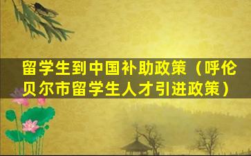 留学生到中国补助政策（呼伦贝尔市留学生人才引进政策）