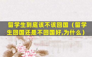留学生到底该不该回国（留学生回国还是不回国好,为什么）