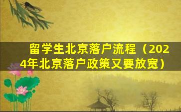 留学生北京落户流程（2024年北京落户政策又要放宽）