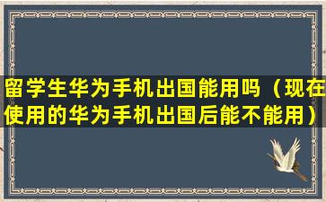 留学生华为手机出国能用吗（现在使用的华为手机出国后能不能用）