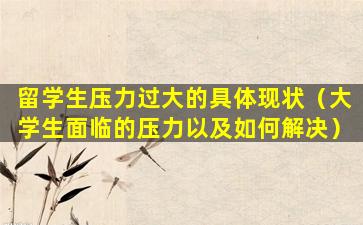 留学生压力过大的具体现状（大学生面临的压力以及如何解决）