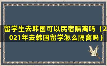 留学生去韩国可以民宿隔离吗（2021年去韩国留学怎么隔离吗）